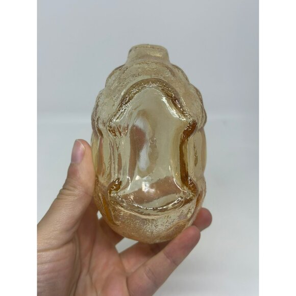 VTG Anchor Hocking Marigold Carnival Glass Piggy Bank Iridescent Amber Coin Bank - Picture 3 of 7